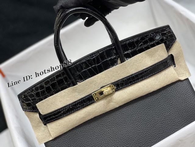 Hermes專櫃經典款鱷魚皮Birkin手提女包 愛馬仕Touch25togo皮搭配尼羅鱷純手工皮包 zhh1258